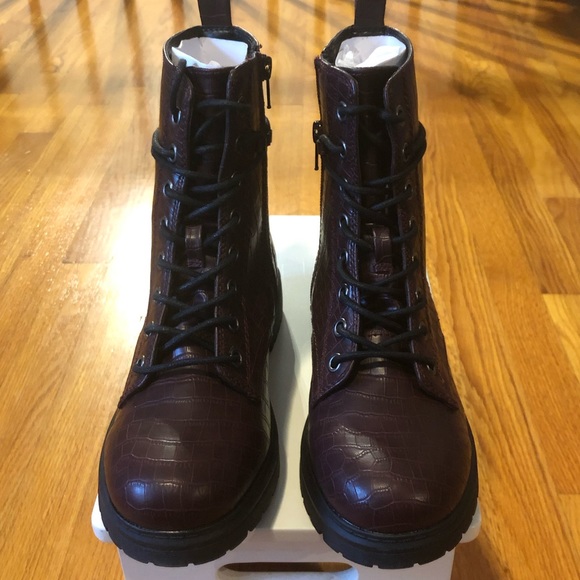 SO Women’s Combat Boots- Size 8-Burgundy Croco - Picture 9 of 13